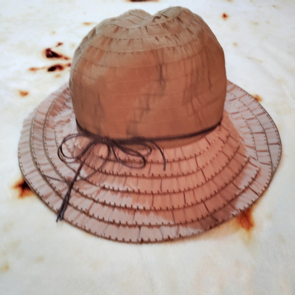 🖤3for25🖤90s/Y2K Basic Boho Brown Floppy Hippie Sunhat w/ Bowtie - Picture 3 of 5